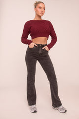 Charcoal High Waist Kick Flare Denim Jeans - Aspen