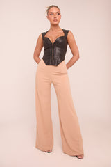 Camel High Waist Flare Trousers -Tisha
