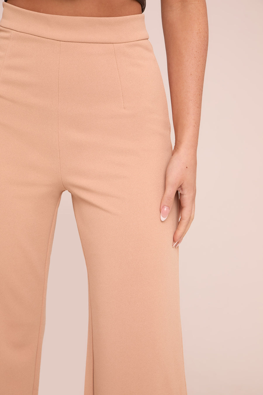 Camel High Waist Flare Trousers -Tisha