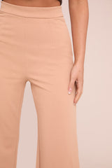 Camel High Waist Flare Trousers -Tisha