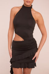 Black Cut Out Frill Detail Sleeveless Mini Dress - Kaylee