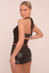 Black Mesh Cowl Neck Sleeveless Top - Sienna