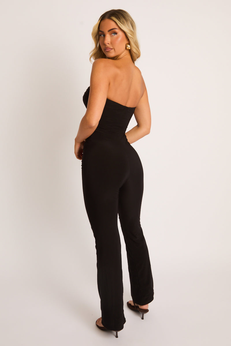 Black Bandeau Cut Out Knot Detail Jumpsuit - Harriet