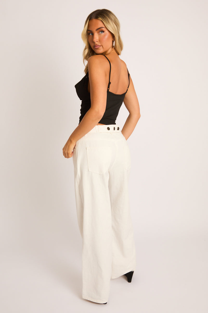 Black Lace Trim Cowl Neck Top - Libbie