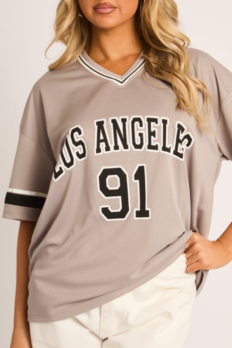 Grey Oversized Varsity Football T-shirt - Austin