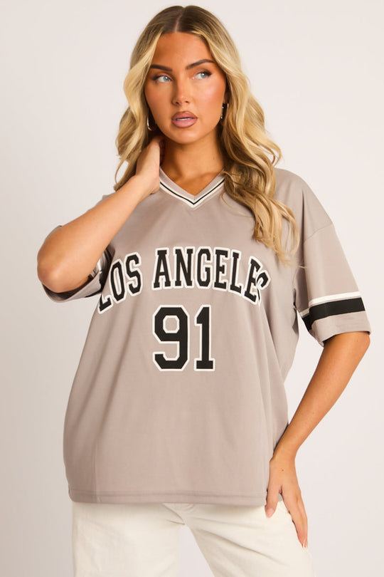 Grey Oversized Varsity Football T-shirt - Austin
