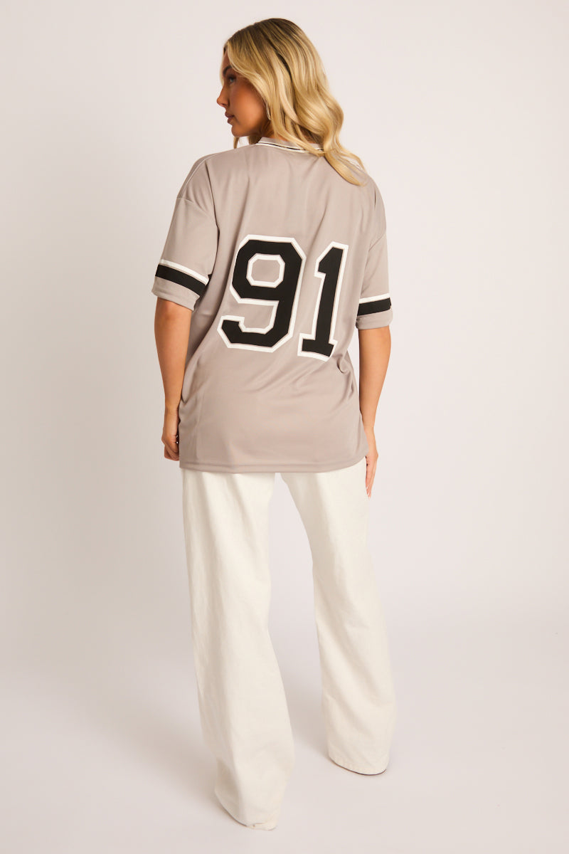 Grey Oversized Varsity Football T-shirt - Austin