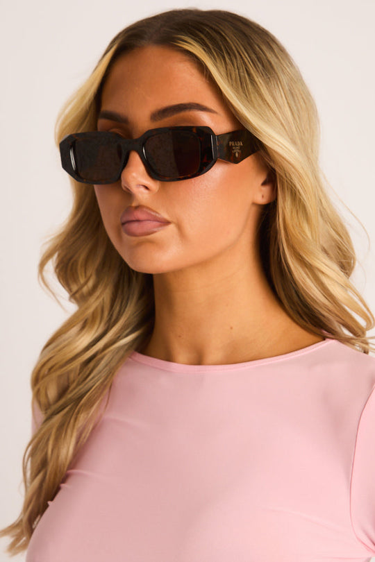 Brown Tortoise Shell Logo Detail Sunglasses - Connie