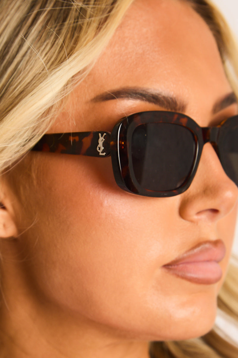 Brown Logo Detail Tortoise Shell Sunglasses - Shelley