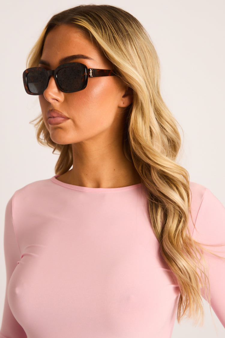 Brown Logo Detail Tortoise Shell Sunglasses - Shelley