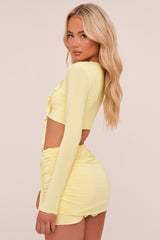 Yellow Frill Detail Cropped Top & Mini Skirt Co-ord Set - Destiny