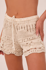 Cream Crochet Beach Shorts - Danna