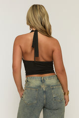 Black Lace Trim Corset Top - Albane