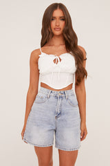 White Corset Detail Crop Top - Electra