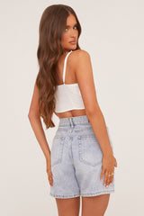 White Corset Detail Crop Top - Electra