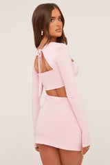 Pink Square Neck Cropped Top & Mini Skirt Co-ord Set - Regen