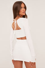 White Square Neck Cropped Top & Mini Skirt Co-ord Set - Regen