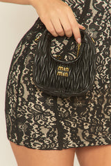 Black Textured Faux Leather Mini Bag - Bambi
