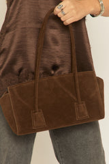 Brown Faux Suede Shoulder Bag - Blaine