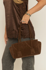 Brown Faux Suede Shoulder Bag - Blaine