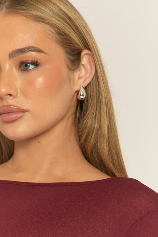 Silver Drop Stud Earrings - Rianne