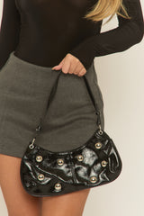 Black Stud Detail Shoulder Bag - Trixie