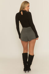 Grey Wool Look Split Front Skort - Nessie