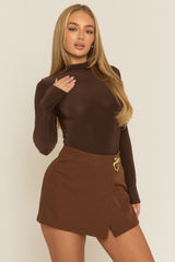 Chocolate Gold Trim Skort - Layton