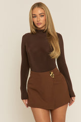 Chocolate Gold Trim Skort - Layton