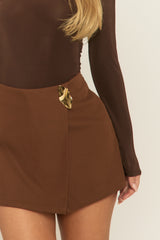 Chocolate Gold Trim Skort - Layton
