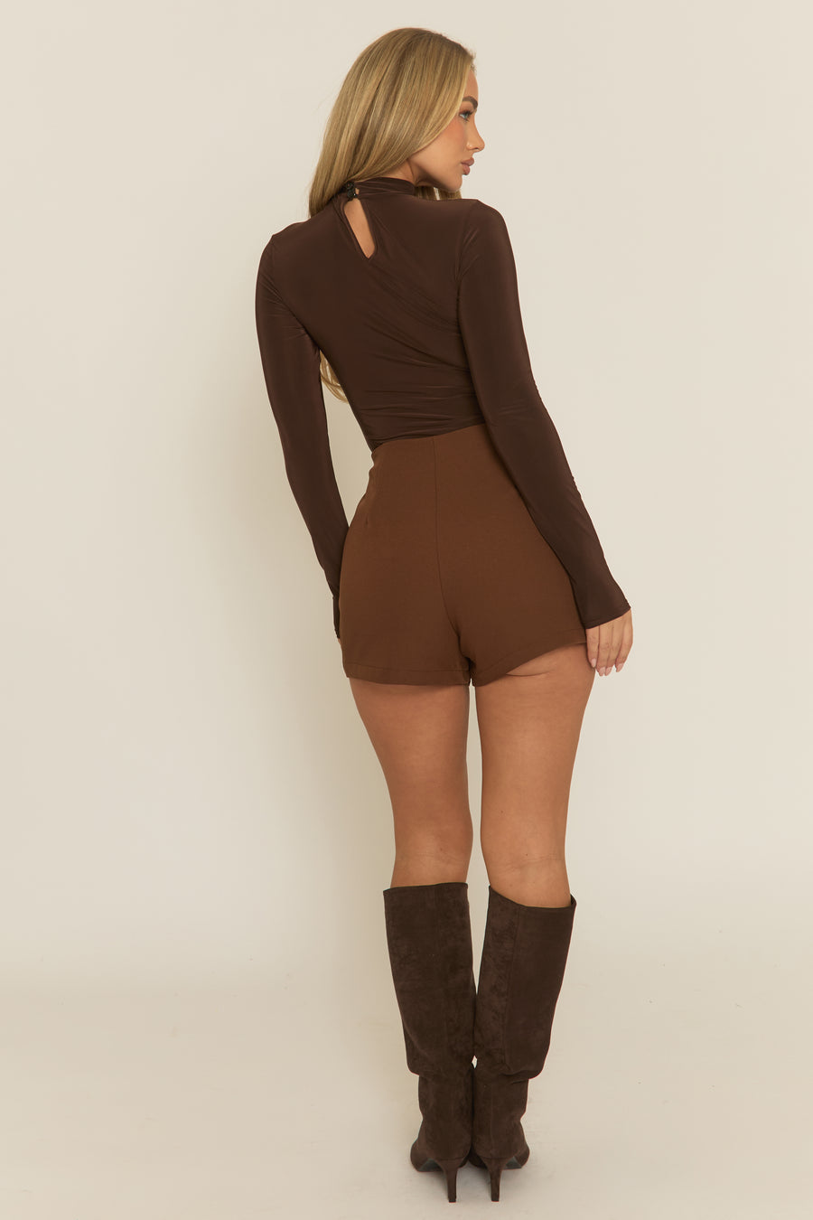 Chocolate Gold Trim Skort - Layton