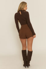 Chocolate Gold Trim Skort - Layton