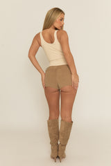 Beige Cord Micro Shorts - Alvie