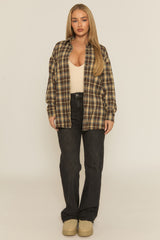 Brown Oversized Check Shirt - Roxanna