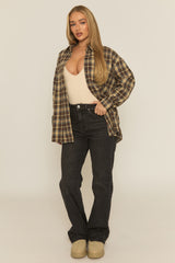 Brown Oversized Check Shirt - Roxanna