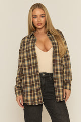 Brown Oversized Check Shirt - Roxanna