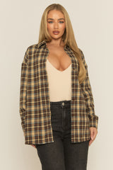 Brown Oversized Check Shirt - Roxanna