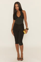 Black Eyelash Lace Halterneck Corset Top - Bethay