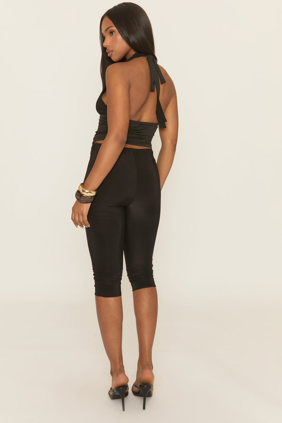 Black Eyelash Lace Halterneck Corset Top - Bethay