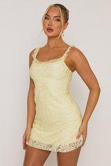 Butter Yellow Lace Mini Dress - Alessia