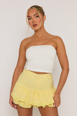 Butter Yellow Ruffle Broderie Skort - Seira