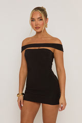 Black Cut Out Bandeau Mini Dress - Aksana
