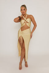 Butter Yellow Ring Detail Cut Out Midaxi Dress - Livia