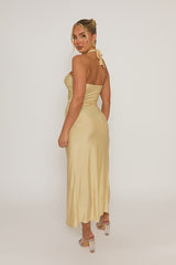 Butter Yellow Ring Detail Cut Out Midaxi Dress - Livia