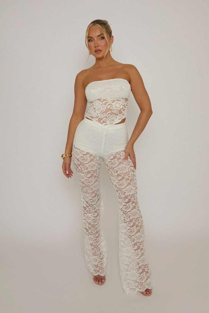 White Lace Bandeau Top - Jeanie