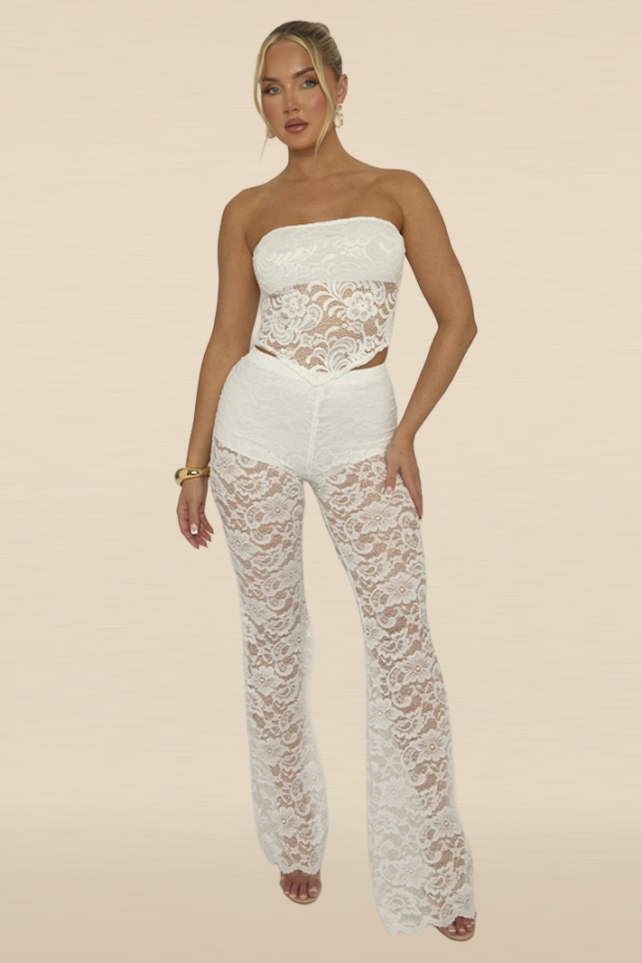 White Lace Bandeau Top - Jeanie