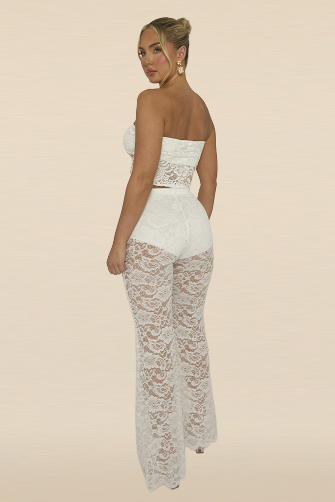 White Lace Bandeau Top - Jeanie