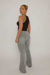 Black Contrast Stitch Rib Knit Racer Top - Orenda