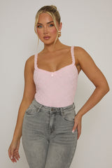 Pink Lace Frill Strap Bodysuit - Nelle