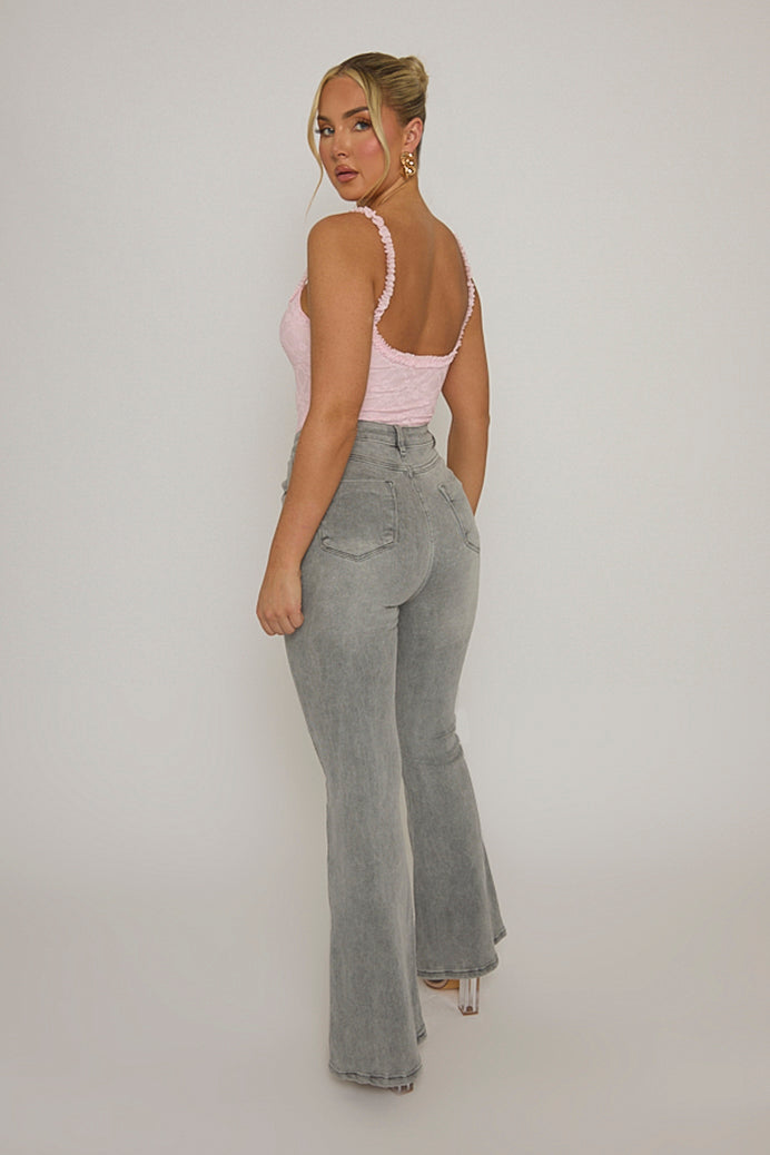 Pink Lace Frill Strap Bodysuit - Nelle